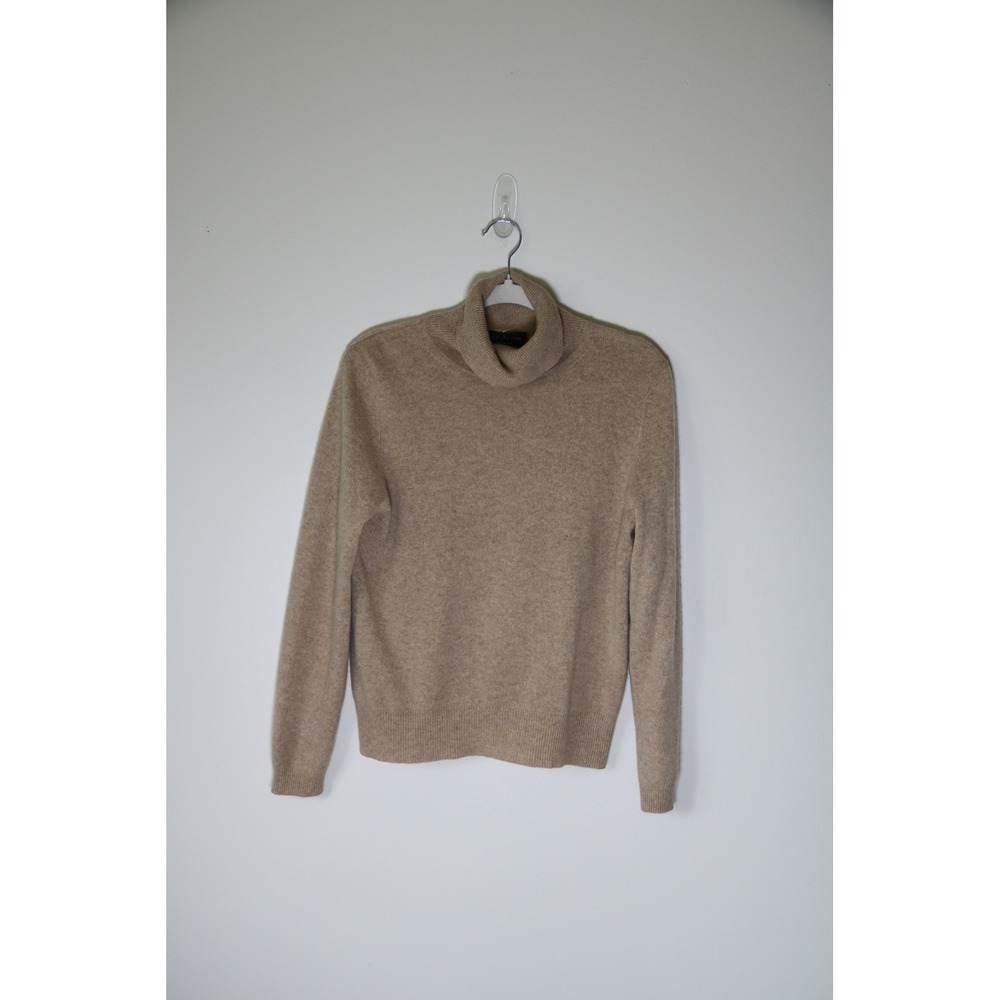 Croft & Barrow Womens Tan 100% Cashmere Turtleneck Sweater Medium Soft
